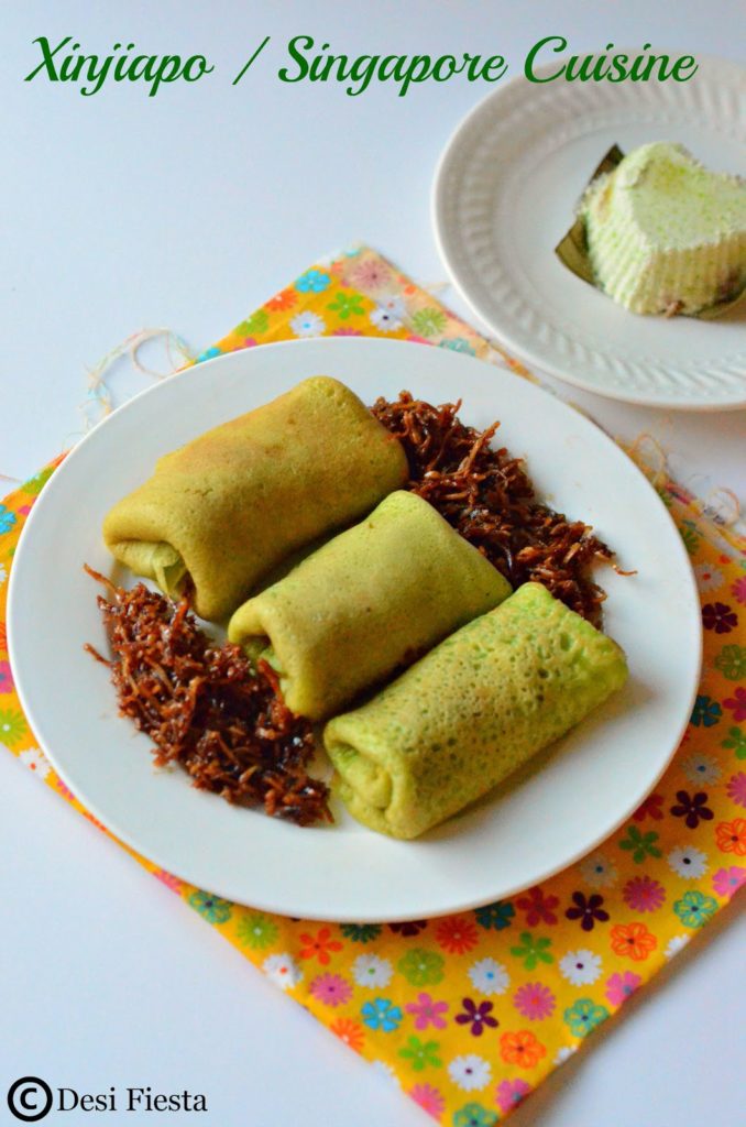 Kuih Dadar ( Coconut pancakes ) Kueh Tutu -Xinjiapo 